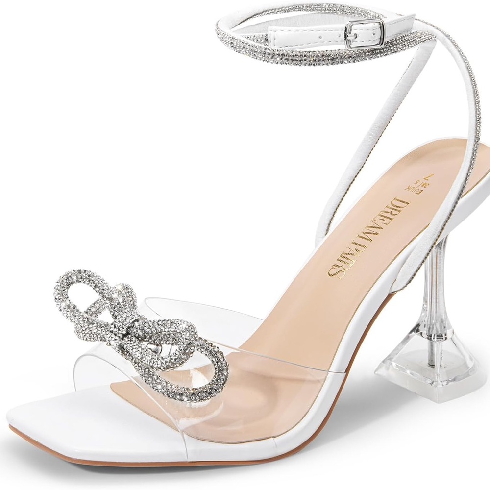 Dream Pairs‎ White Rhinestone Heels